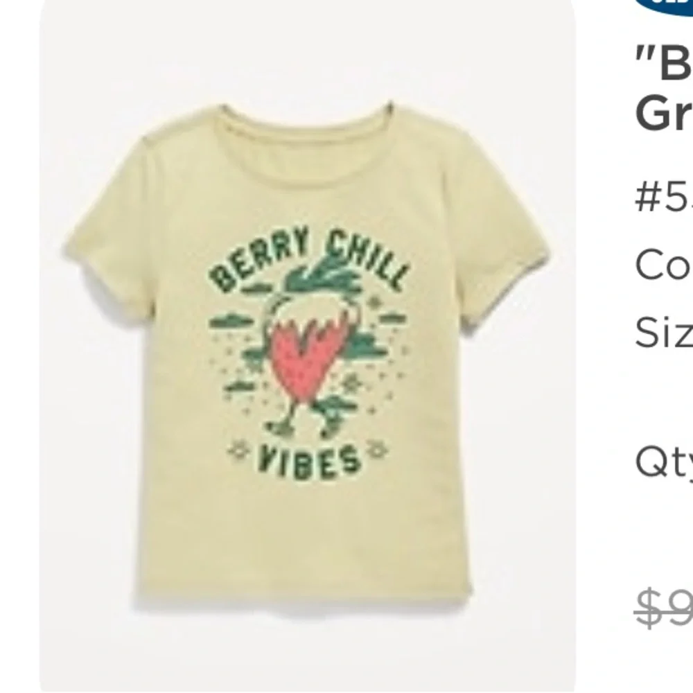 ✅ Old Navy “Berry Chill Vibes” graphic t shirt for  girls NEW size 12 Large